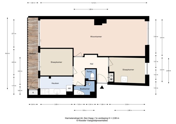 Plattegrond - Harmelenstraat 44, 2546 ED Den Haag - Harmelenstraat 44_1e verdieping.jpg